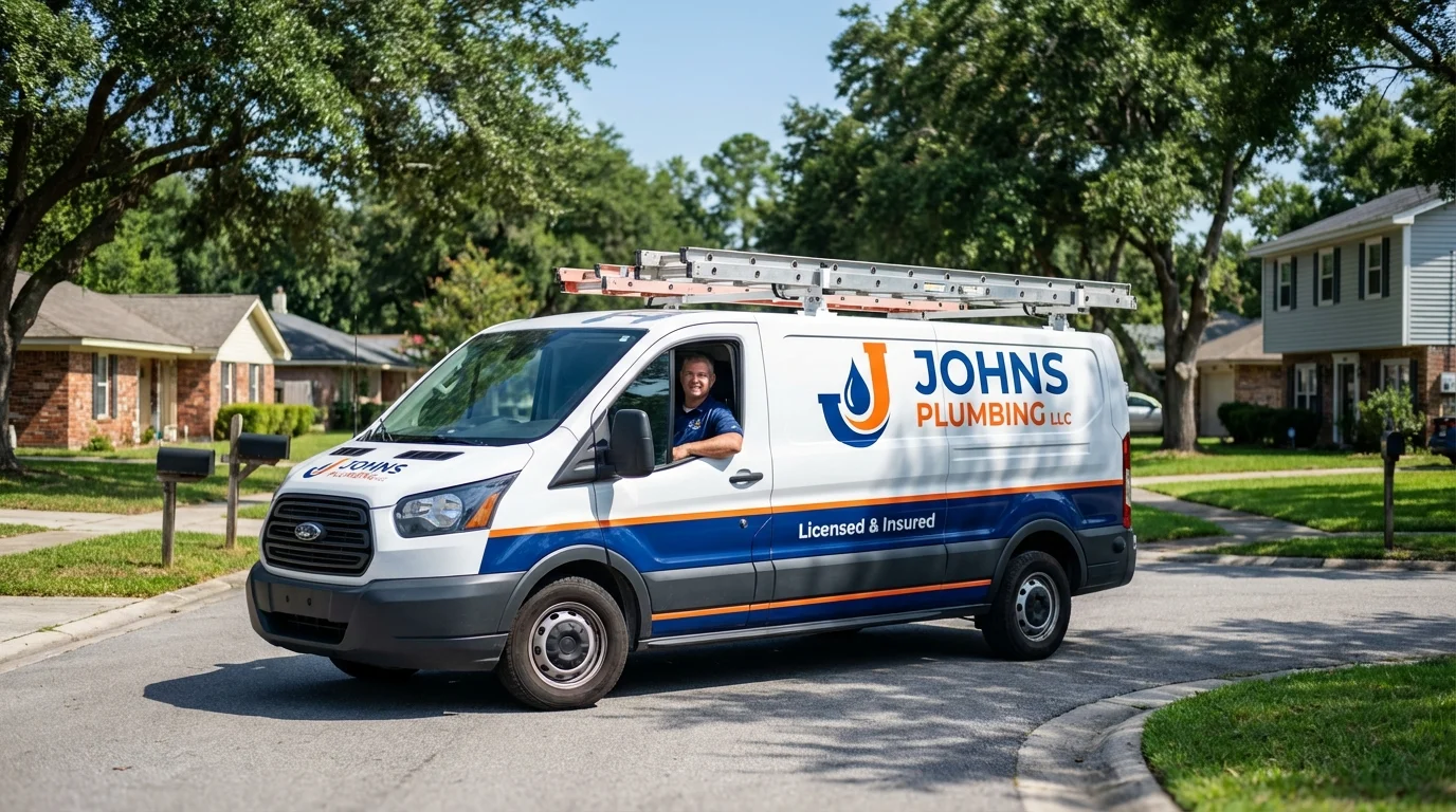 Johns Plumbing LLC service van in Maud, OK