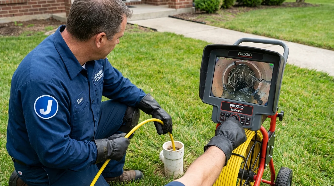 Sewer camera inspection being performed by Johns Plumbing LLC in Maud