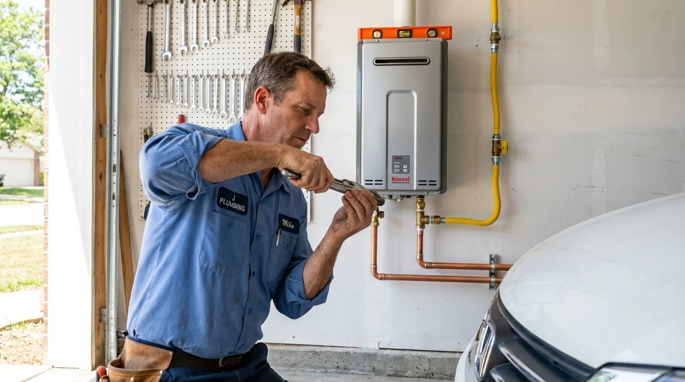 Tankless water heater installation by a Johns Plumbing LLC plumber in Maud